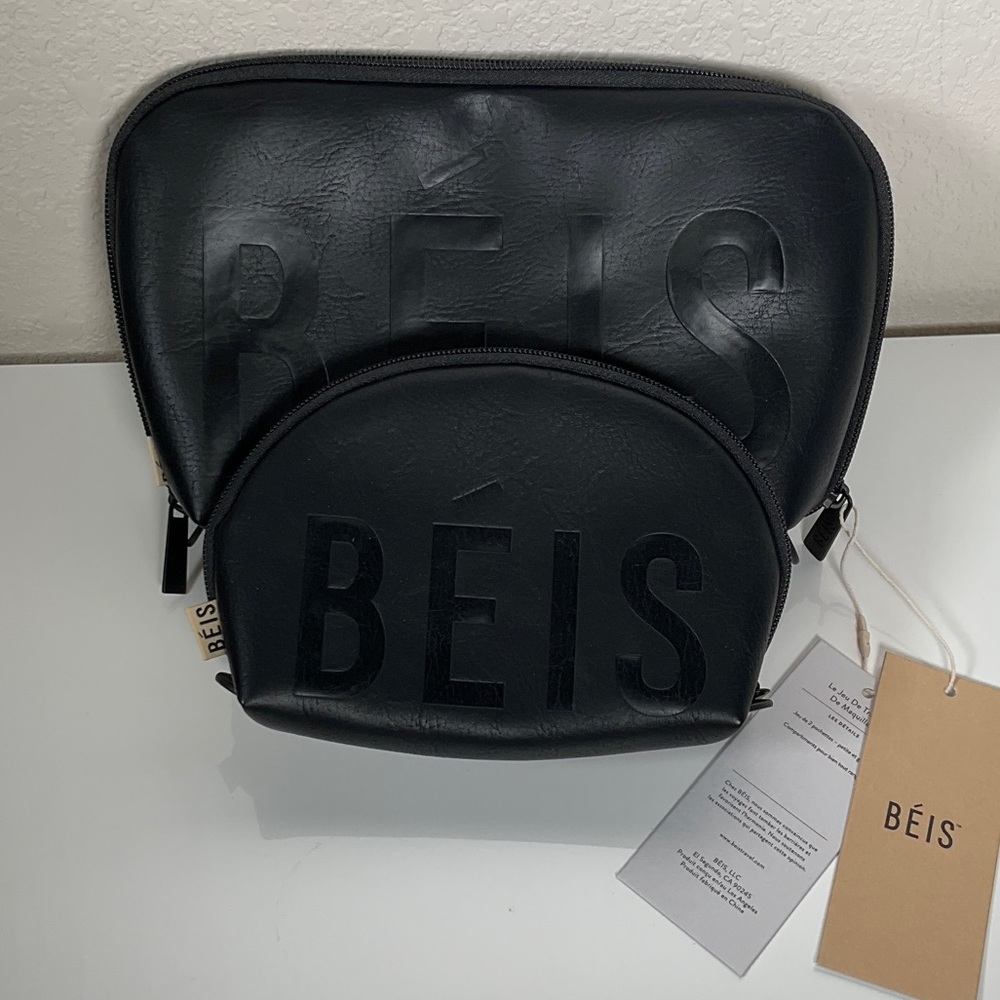 BEIS Black Cosmetic Pouch Travel Bag Set